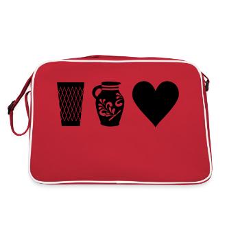 Geripptes Bembel Love - Retro Tasche - Rot/Weiß - Hinten