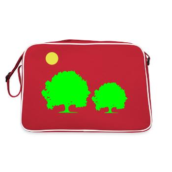 trees sun - Retro Bag - red/white - Back