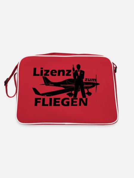lizenz motorflug - Retro Tasche - Rot/Weiß - Hinten