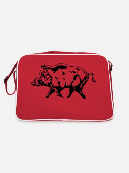 wildschwein - Retro Tasche - Rot/Weiß - Hinten