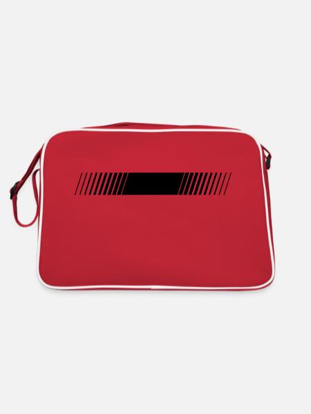Rennstreifen Mittig Blanko - Retro Tasche - Rot/Weiß - Hinten