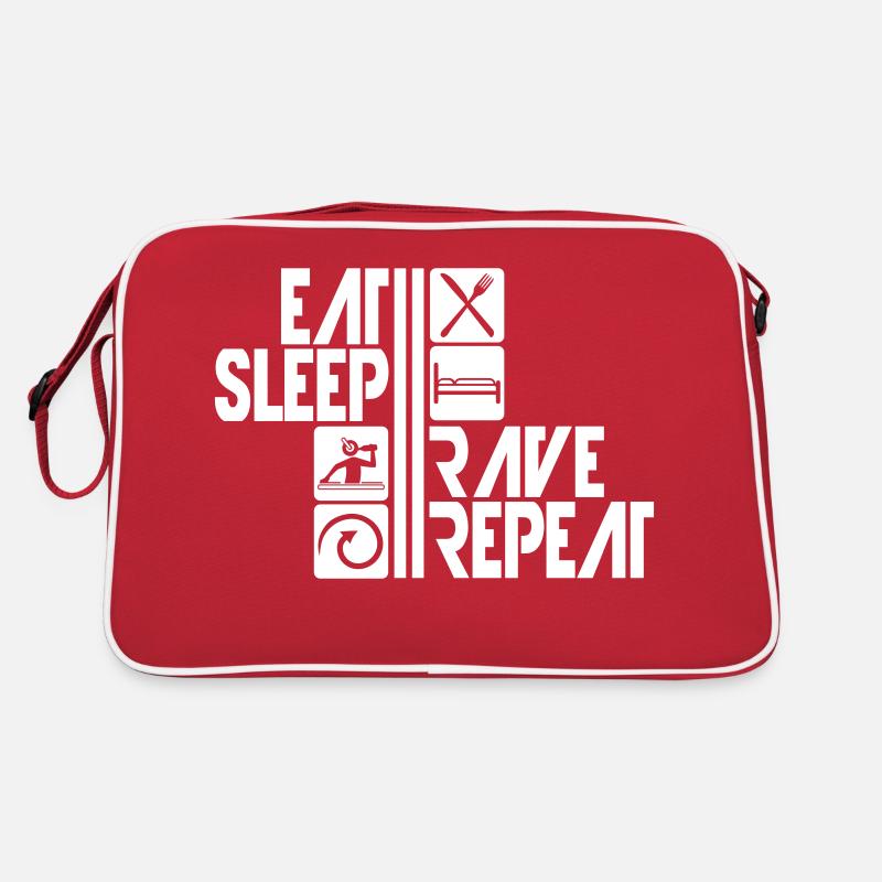 Manger dormir rave répéter nourriture sommeil corbeau disant Sac Retro