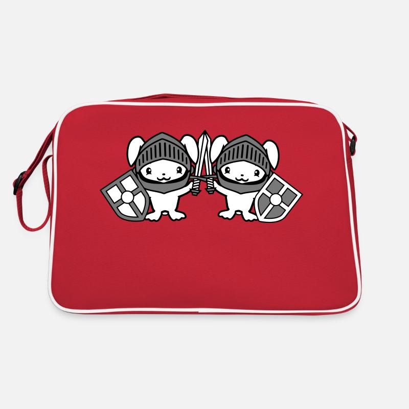 2 Bunnies Knight Sword Shield Armor Helmet Castle Retro Bag
