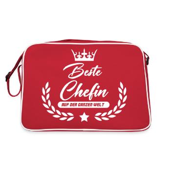 beste chefin der welt 01 - Retro Tasche - Rot/Weiß - Hinten
