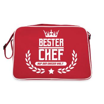 bester chef der welt - Retro Tasche - Rot/Weiß - Hinten