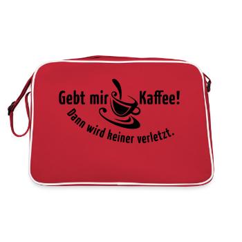 Kaffee Koffein Frühstück früher Vogel Morgen Latte - Retro Tasche - Rot/Weiß - Hinten