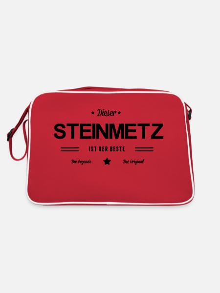 Bester Steinmetz - Retro Tasche - Rot/Weiß - Hinten