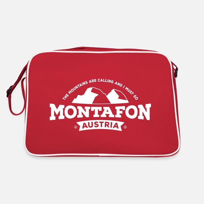 Montafon Mountains black - Retro Tasche - Rot/Weiß
