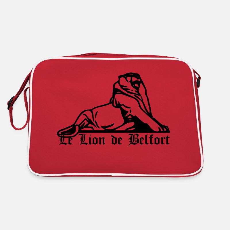 Lion de Belfort + texte gothique - Sac Retro - rouge/blanc