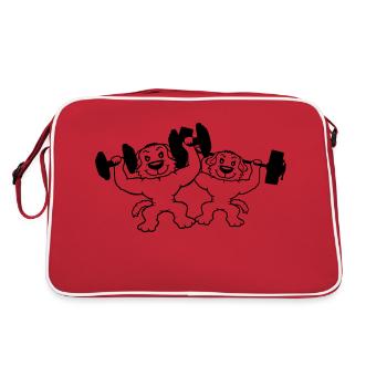2 chiens Bodybuilders Muscles forts Gym Haltérophilie - Sac Retro - rouge/blanc - Dos