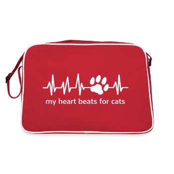Chat Heartbeat Paw Chat Patte Chat Ami - Sac Retro - rouge/blanc - Dos