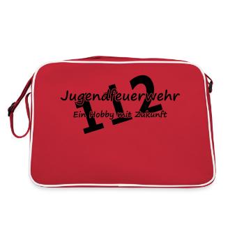 Jugendfeuerwehr, Hobby mit Zukunft - Retro Tasche - Rot/Weiß - Hinten