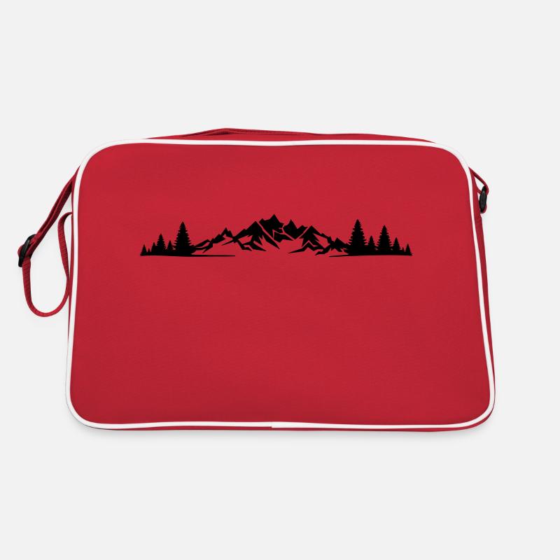 Natur - Berge Wald - Retro Tasche - Rot/Weiß