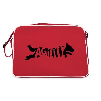 Agility Border Collie SVG Farbe wählbar - Retro Tasche - Rot/Weiß - Hinten