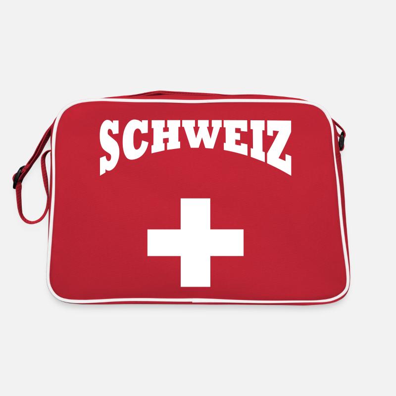 Schweiz + Kreuz - Retro Tasche - Rot/Weiß