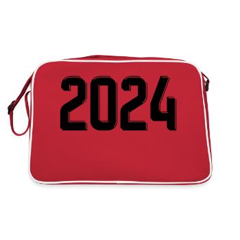 2024 Jahreszahl Datum Zahl Anno Kalenderjahr retro - Retro Tasche - Rot/Weiß - Hinten