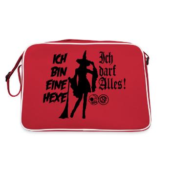 Ich bin eine Hexe Ich darf alles - Retro Tasche - Rot/Weiß - Hinten