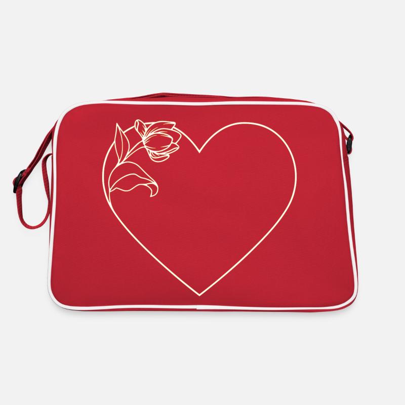 Coeur avec fleur Sac Retro