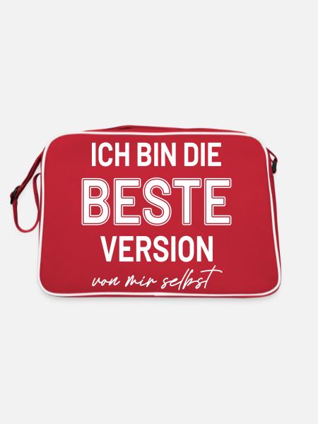 Statement Beste Version Selbstbewusst HerzAufShirt - Retro Tasche - Rot/Weiß - Hinten