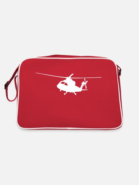 hubschrauber - Retro Tasche - Rot/Weiß - Hinten