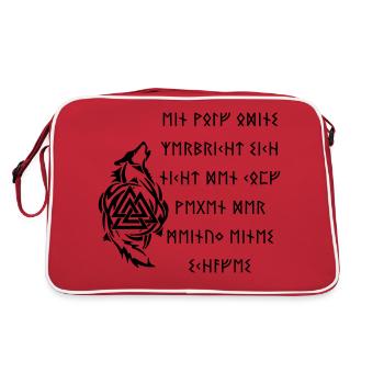Ein Wolf Odins - Retro Tasche - Rot/Weiß - Hinten