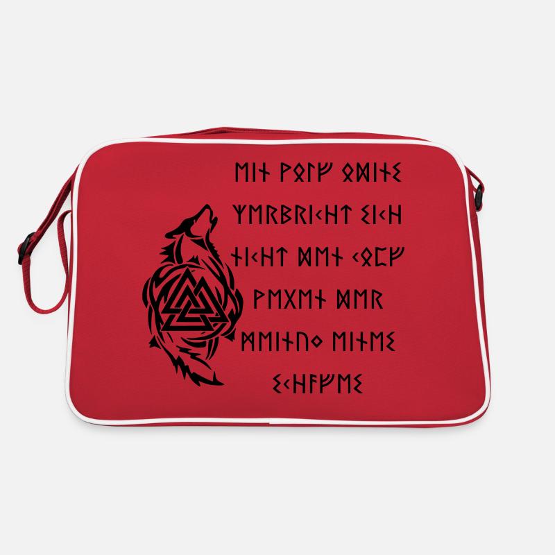 Ein Wolf Odins - Retro Tasche - Rot/Weiß