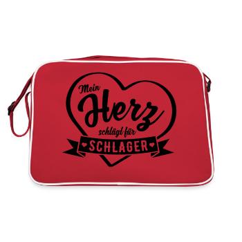 Herz schlägt für Schlager Musik - Retro Tasche - Rot/Weiß - Hinten