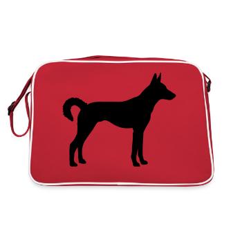 kritikos lagonikos silhouette dog - Retro Tasche - Rot/Weiß - Hinten