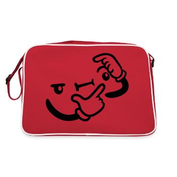 Design Grübeln Gesicht - Retro Tasche - Rot/Weiß - Hinten
