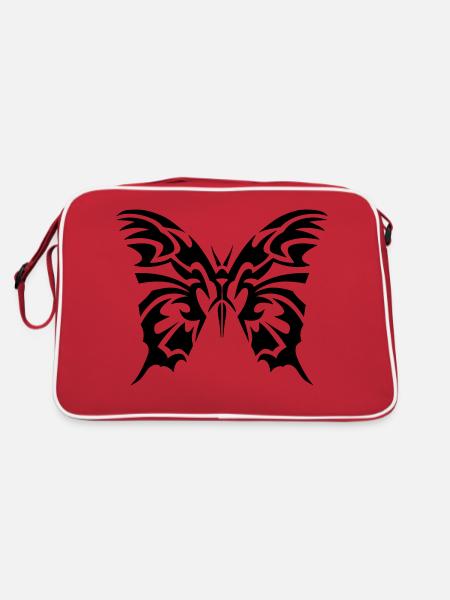 tribal butterfly - Retro Bag - red/white - Back