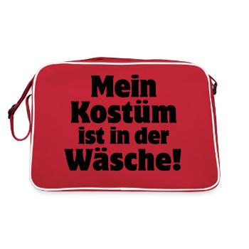 mein Kostüm ist in der Wäsche Karneval Fasching - Retro Tasche - Rot/Weiß - Hinten