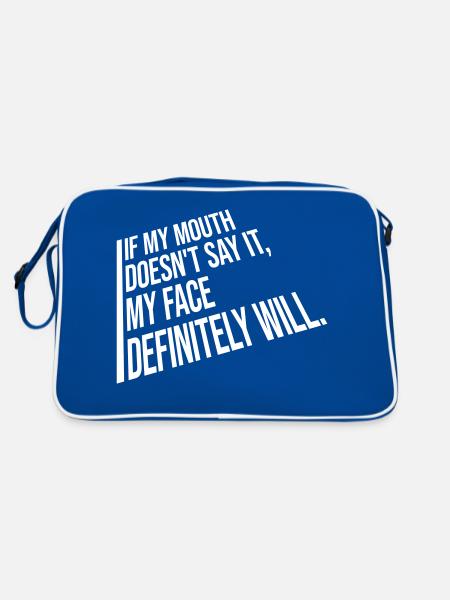 my face definitely will - Retro Tasche - Blau/Weiß - Hinten