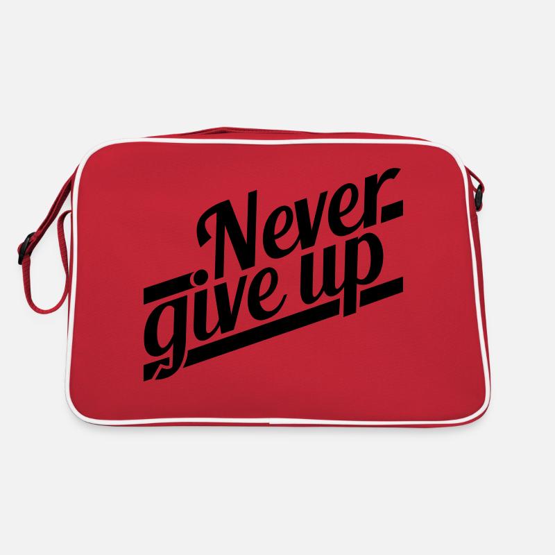 never give up erfolgreich logo durchhalten design Retro Tasche