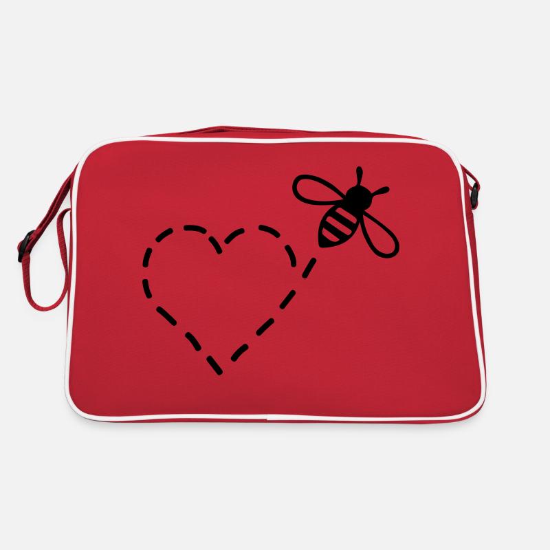 Biene mit Herz-Flugbahn Retro Tasche
