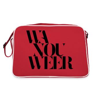 WAS JETZT SCHON WIEDER - WA NOU WEER Brabanter Dialekt - Retro Tasche - Rot/Weiß - Hinten