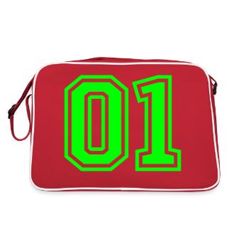 01 eins nummer - Retro Tasche - Rot/Weiß - Hinten