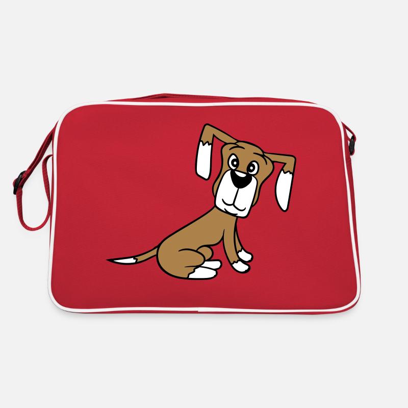 chien assis mignon petit chiot heureux animal de compagnie Sac Retro