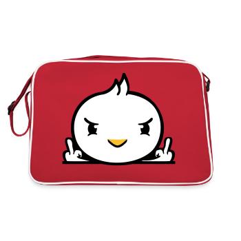 Oiseau mauvais majeur montrant mauvais garçon derrière la clôture - Sac Retro - rouge/blanc - Dos