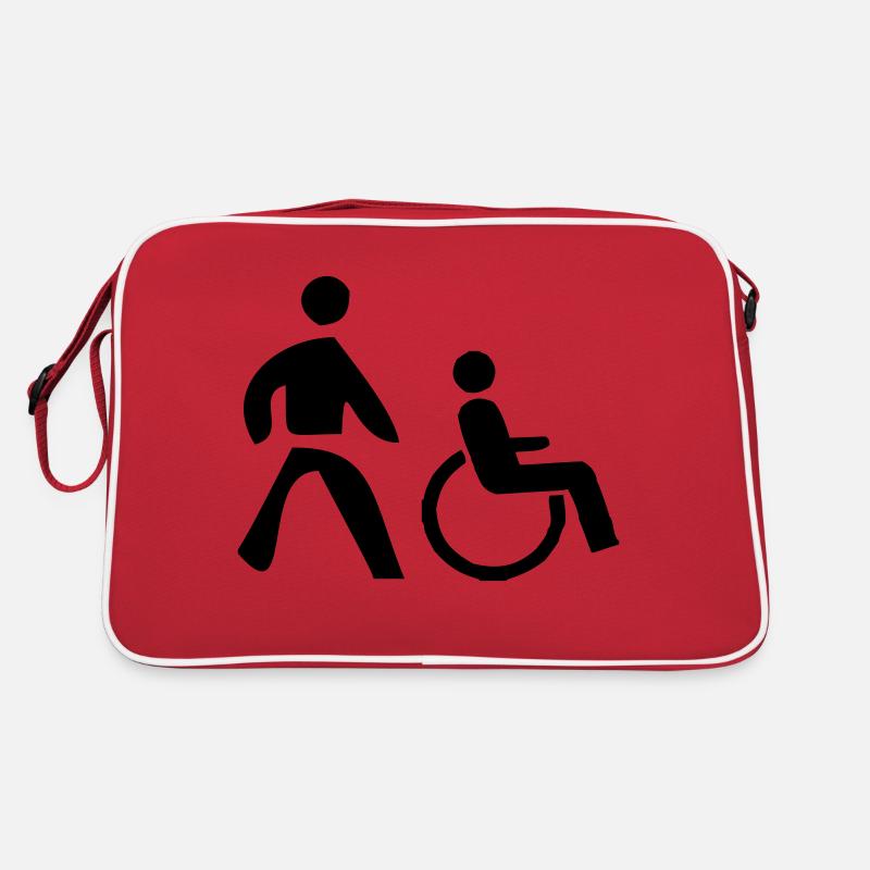 Rollstuhl - wheelchair - Retro Tasche - Rot/Weiß