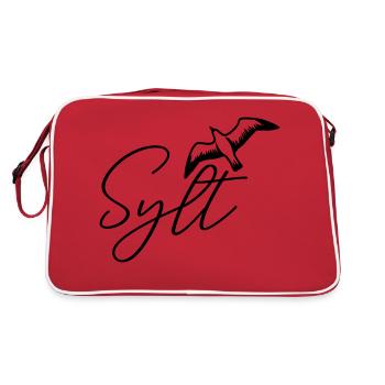 Sylt Möwe - Retro Tasche - Rot/Weiß - Hinten