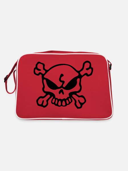 Bad Skull - Retro Tasche - Rot/Weiß - Hinten