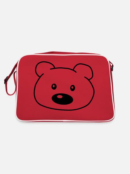 Bear Head - Retro Bag - red/white - Back