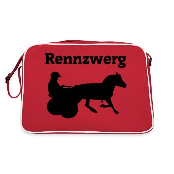 Rennzwerg, Shetty mit Gig, Minitraber - Retro Tasche - Rot/Weiß - Hinten