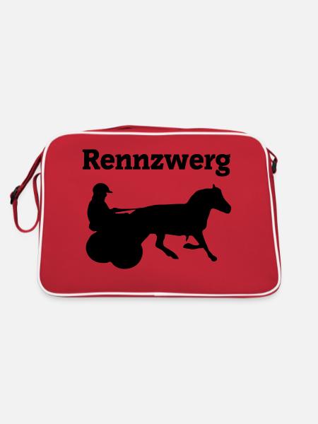 Rennzwerg, Shetty mit Gig, Minitraber - Retro Tasche - Rot/Weiß - Hinten