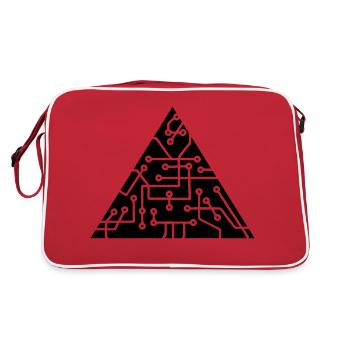 triangular shape microchip technology cool design - Retro Bag - red/white - Back