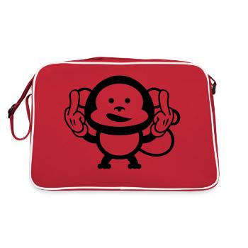 monkey middle finger design - Retro Tasche - Rot/Weiß - Hinten
