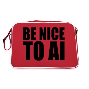 BE NICE TO AI - Retro Tasche - Rot/Weiß - Hinten