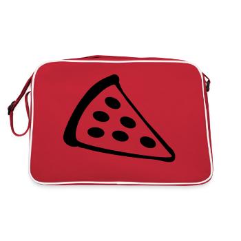 Ein Stück Pizza Salami - Retro Tasche - Rot/Weiß - Hinten