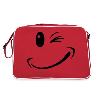 face funny smile smiley - Retro Bag - red/white - Back