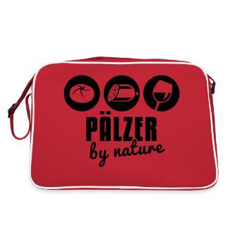 Pälzer by nature - Pfalz - Weck - Worscht - Woi 1C - Retro Tasche - Rot/Weiß - Hinten